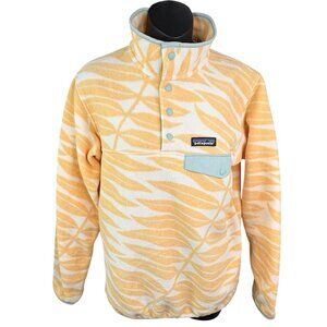Patagonia Synchilla Snap-T Pullover Eucalyptus Fronds Vela Peach Yellow Women S